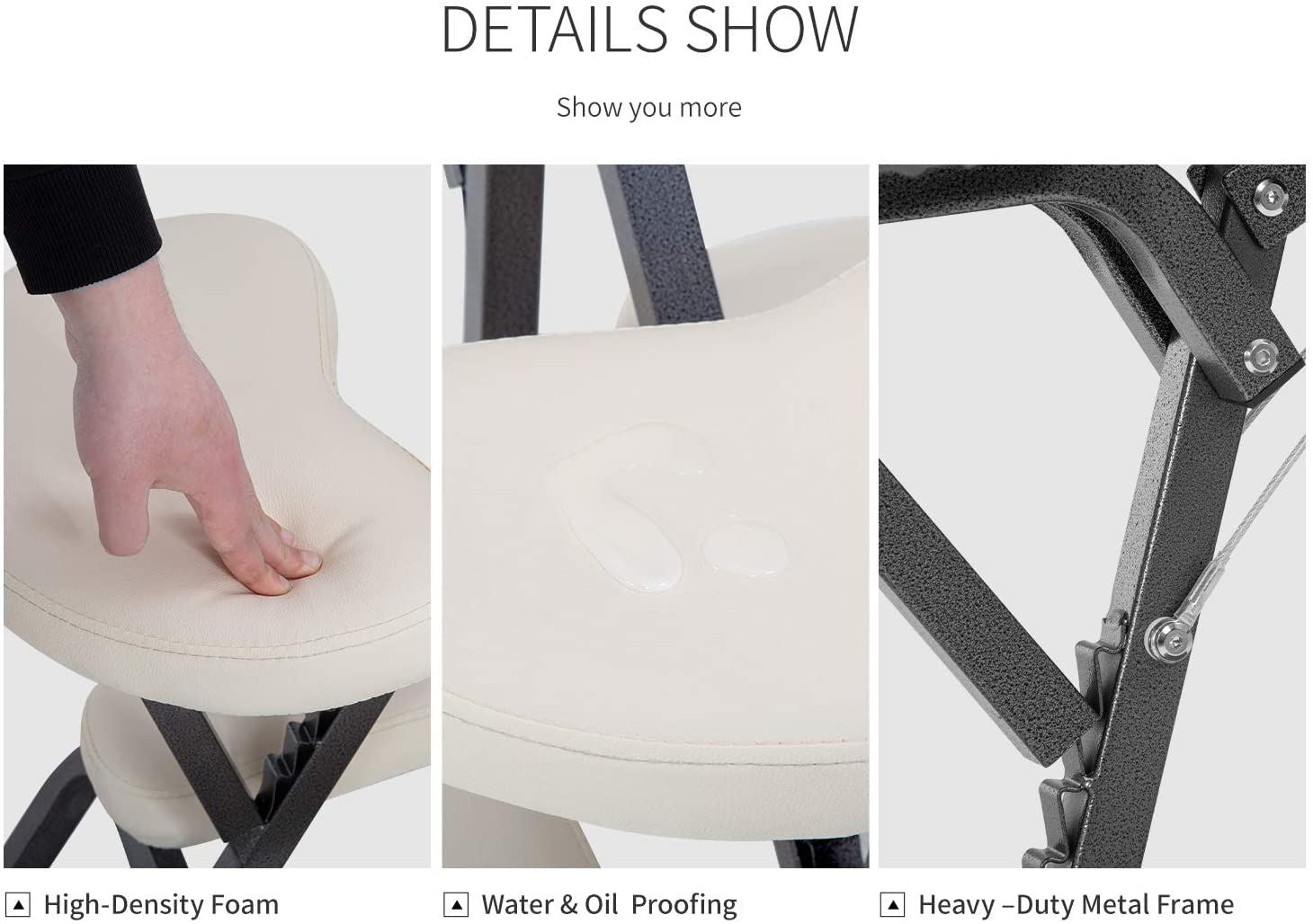 Foldable Massage Chair - Adjustable Tattoo & Spa Chair with Free Carry Case & Face Cradle - Portable Therapy Chair for Home, Salon & Tattoo Studio - Cream Color