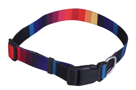 PawCloud Strip Design Dog Collar - Medium 18mm Width, Multicolor Adjustable Pet Collar for Small to Medium Dogs | Perfect for Daily Walks, Training & Outdoor Adventures