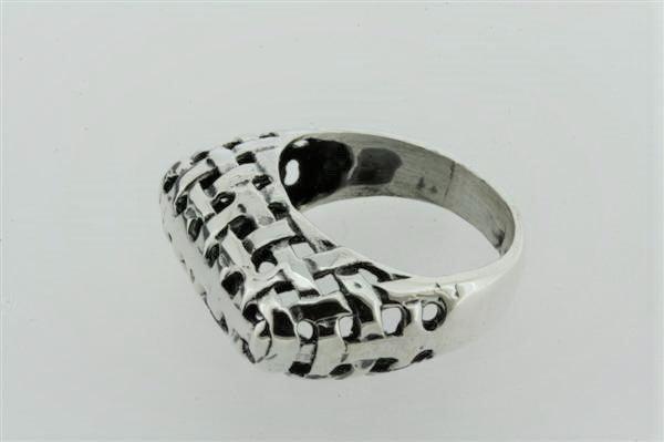 Basket Weave Tall Ring - Sterling Silver Jewelry for Women, Elegant Stackable Band for Everyday Wear & Special Occasions