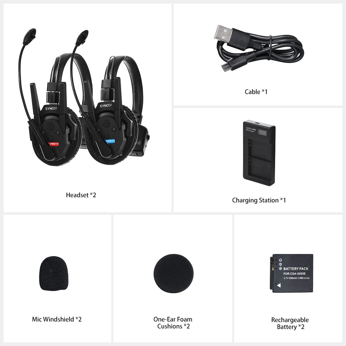 SYNCO XTalk Pro2 XPro X2 2.4GHz Wireless Headset Communication System with AI Noise Cancellation - 500m Range, Real-Time Monitoring - Ideal for Movie Shooting, Live Shows, Events & Studio Recording (2-Pack)