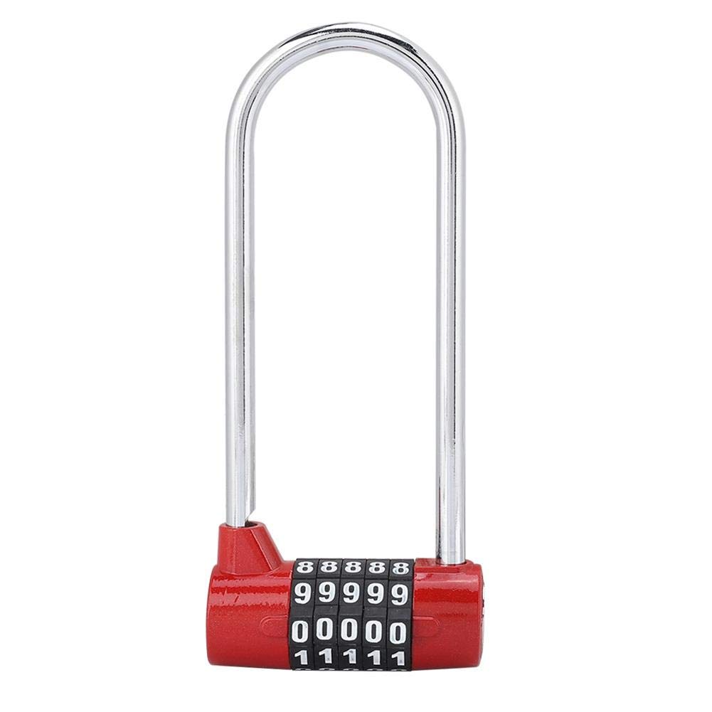 Sonew 5-Digit Resettable Combination Padlock - Heavy Duty Alloy U-Shape Security Lock for Gym, School, Cabinet & Locker - Extra Long Durable Design (Red) - Perfect for Lockers, Storage Units, Toolboxes & Outdoor Gates