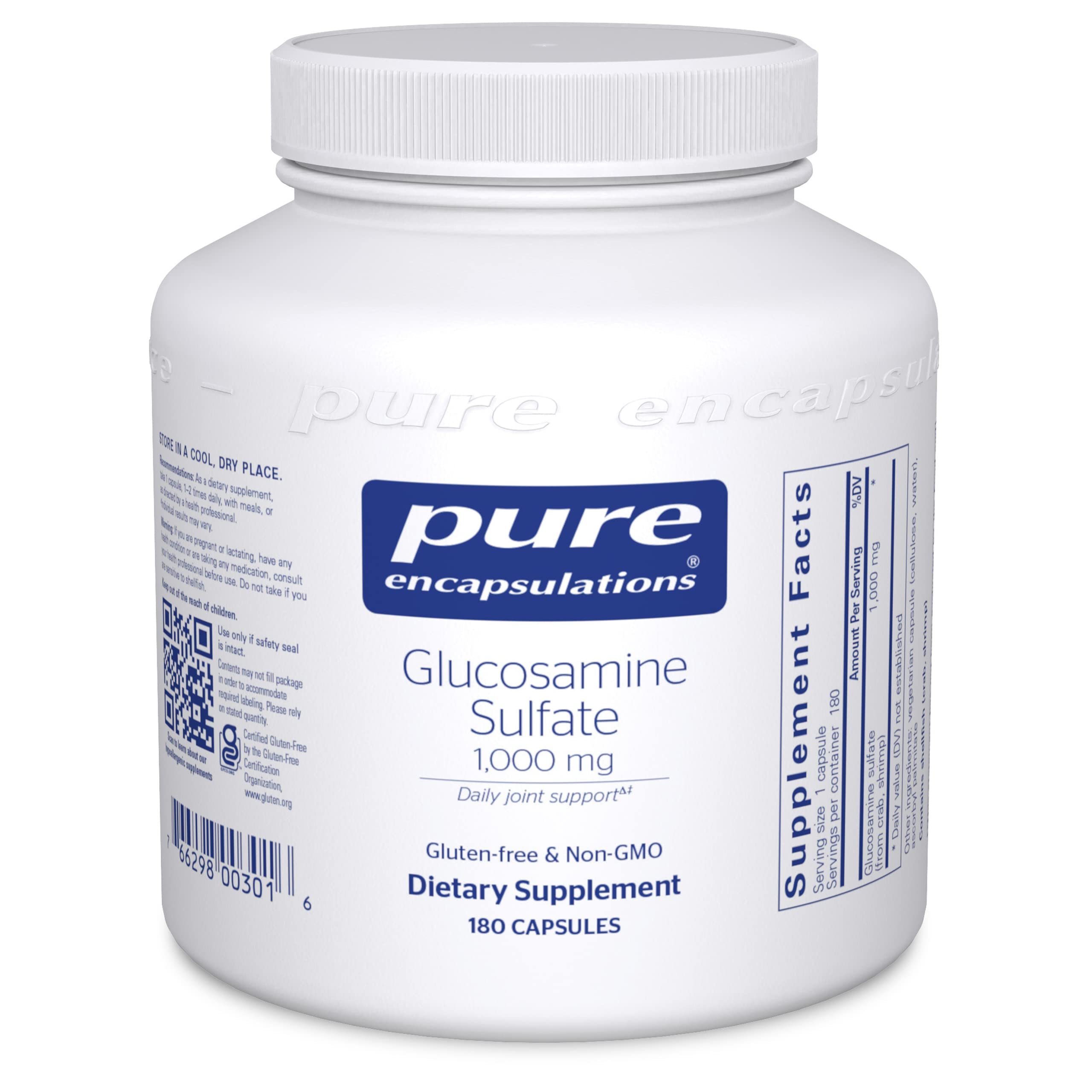 Pure Encapsulations Glucosamine Sulfate 1000mg - 180 Capsules | Joint Support Supplement for Mobility, Cartilage & Connective Tissue Health | Ideal for Athletes, Seniors & Active Lifestyles