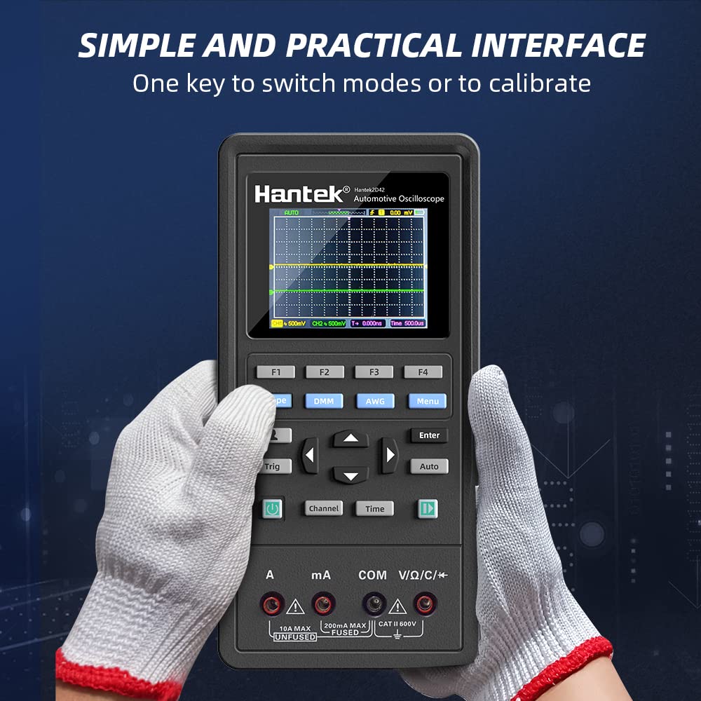 Hantek 2C72 70MHz Handheld Oscilloscope & Multimeter - 2CH+DMM 2-in-1 Multifunction Tester for Electronics Repair, Automotive Diagnostics & Engineering Testing
