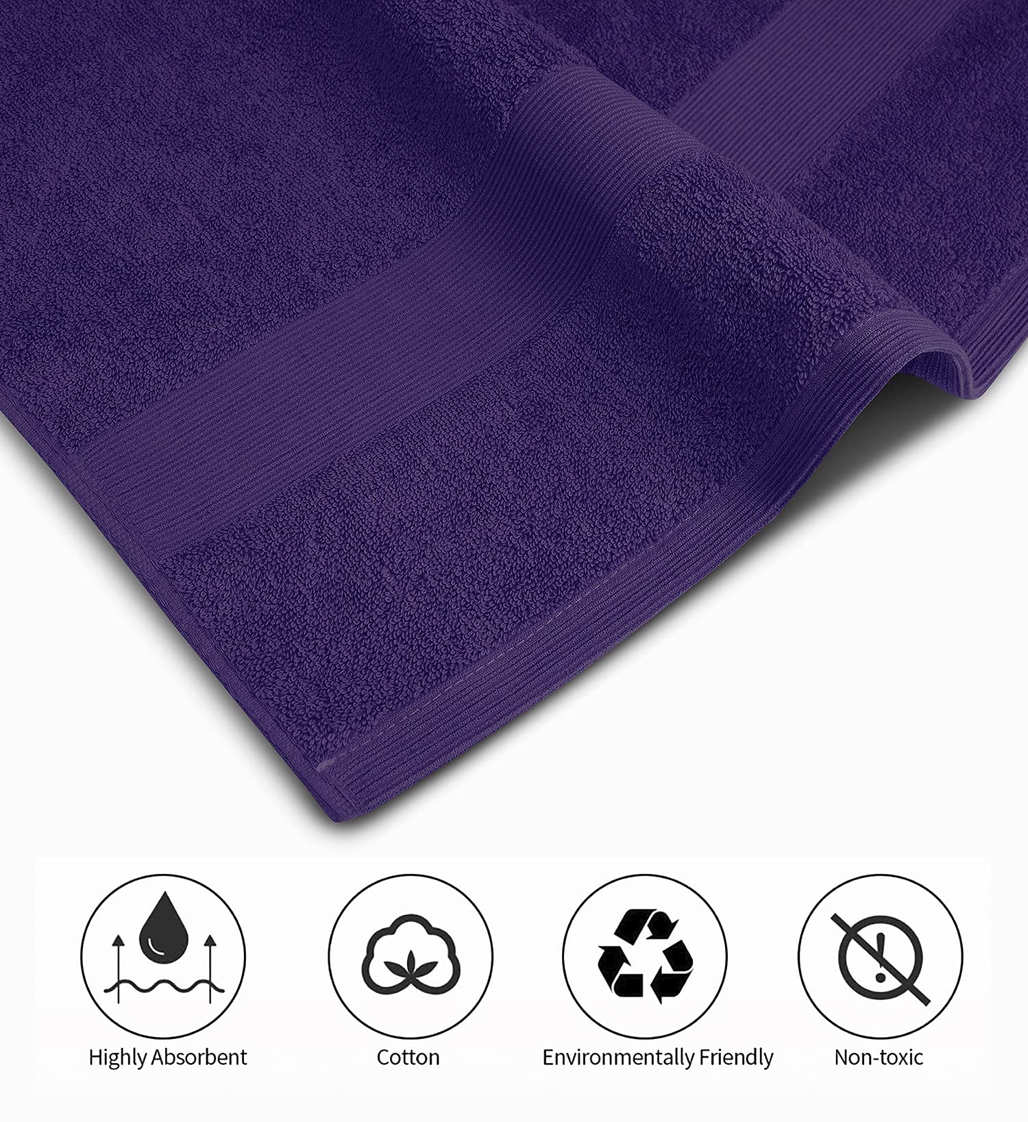 Softolle 100% Cotton Luxury Bath Towels Set of 4 - Super Soft & Highly Absorbent 27x54 Inch Bathroom Towels - Eco-Friendly, Quick-Drying for Spa, Gym, Pool & Beach Use (Purple)