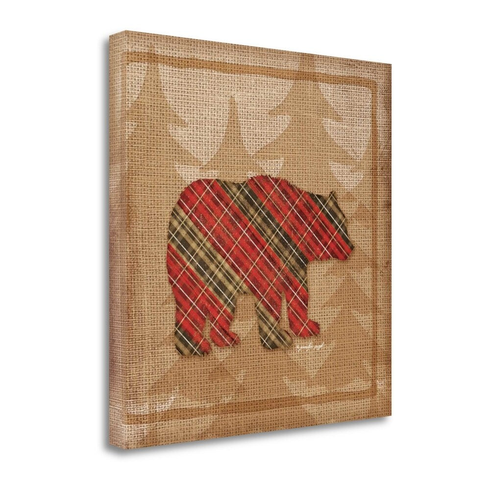 Bear Plaid Fine Art Giclee Print by Jennifer Pugh - Gallery Wrapped Canvas Wall Art - Ready to Hang - Perfect for Living Room, Bedroom & Office Decor