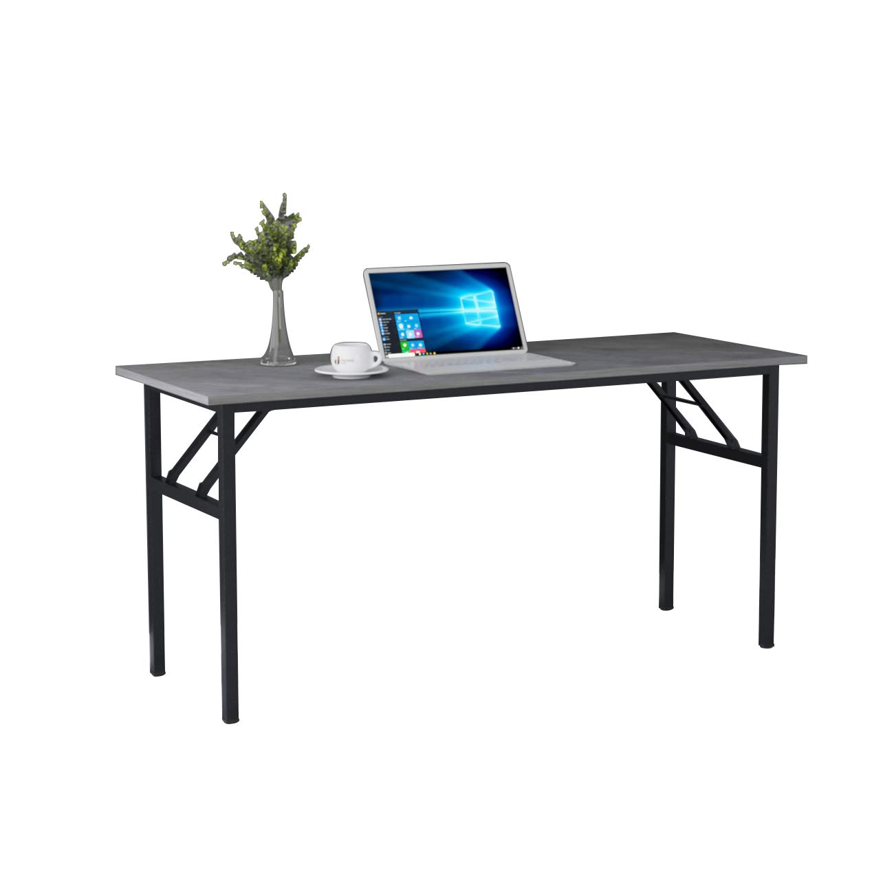 62 Inch Folding Computer Desk - BIFMA Certified Office Workstation with No Assembly Required, Grey (AC5LB-157) | Perfect for Home Office, Gaming Setup & Small Workspaces