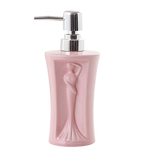 Pink Mermaid Ceramic Soap Dispenser & Lotion Pump Bottle for Bathroom, Kitchen Sink - Perfect for Coastal, Nautical, and Mermaid Theme Decor