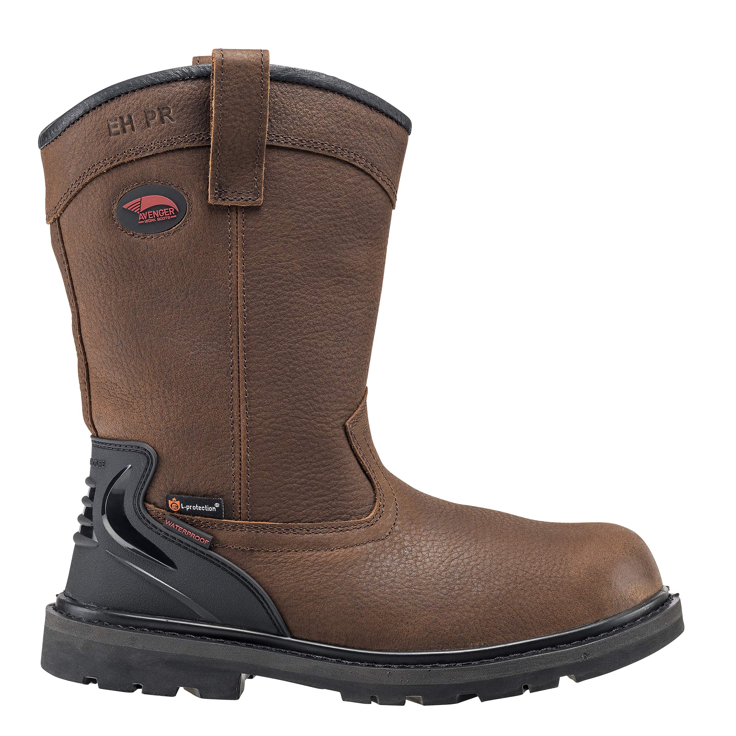 **Avenger A7676 Men's EH PR Waterproof Wellington Work Boots - Steel Toe, Slip Resistant, Electrical Hazard Protection - Ideal for Construction, Oil Rig & Heavy Duty Work (Size 7 6E)**
