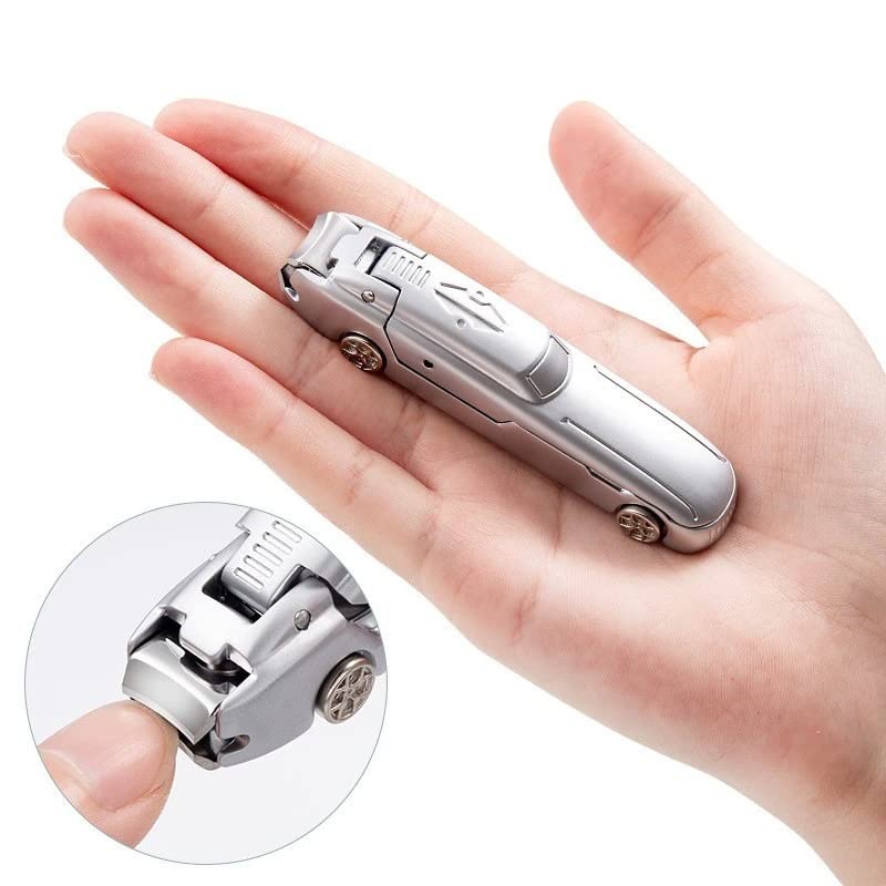 Citaaz Portable Travel Nail Clippers - Sharp Curved & Slanted Blade Nail Clipper with Catcher - No Splash Fingernail & Toenail Trimmer for Men & Women - Perfect for Travel, Home, Office & Car Use (Silver)