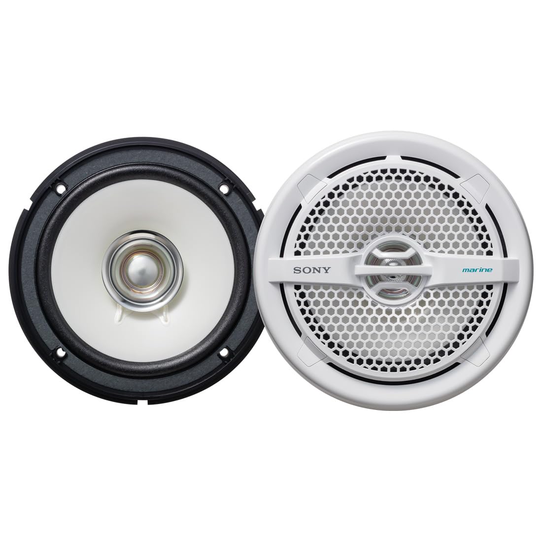 Sony Marine Audio Speakers - 6.5 Inch Waterproof Marine Stereo Speakers with Dual Cone Design for Boats, Pools, Outdoor Use - White (Perfect for Marine Audio Systems, Yacht Parties & Poolside Entertainment)