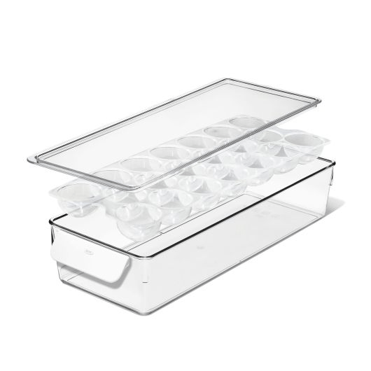 OXO Refrigerator Egg Bin with Tray - 12-Capacity Egg Storage Container for Freshness - Perfect for Kitchen Organization & Refrigerator Storage