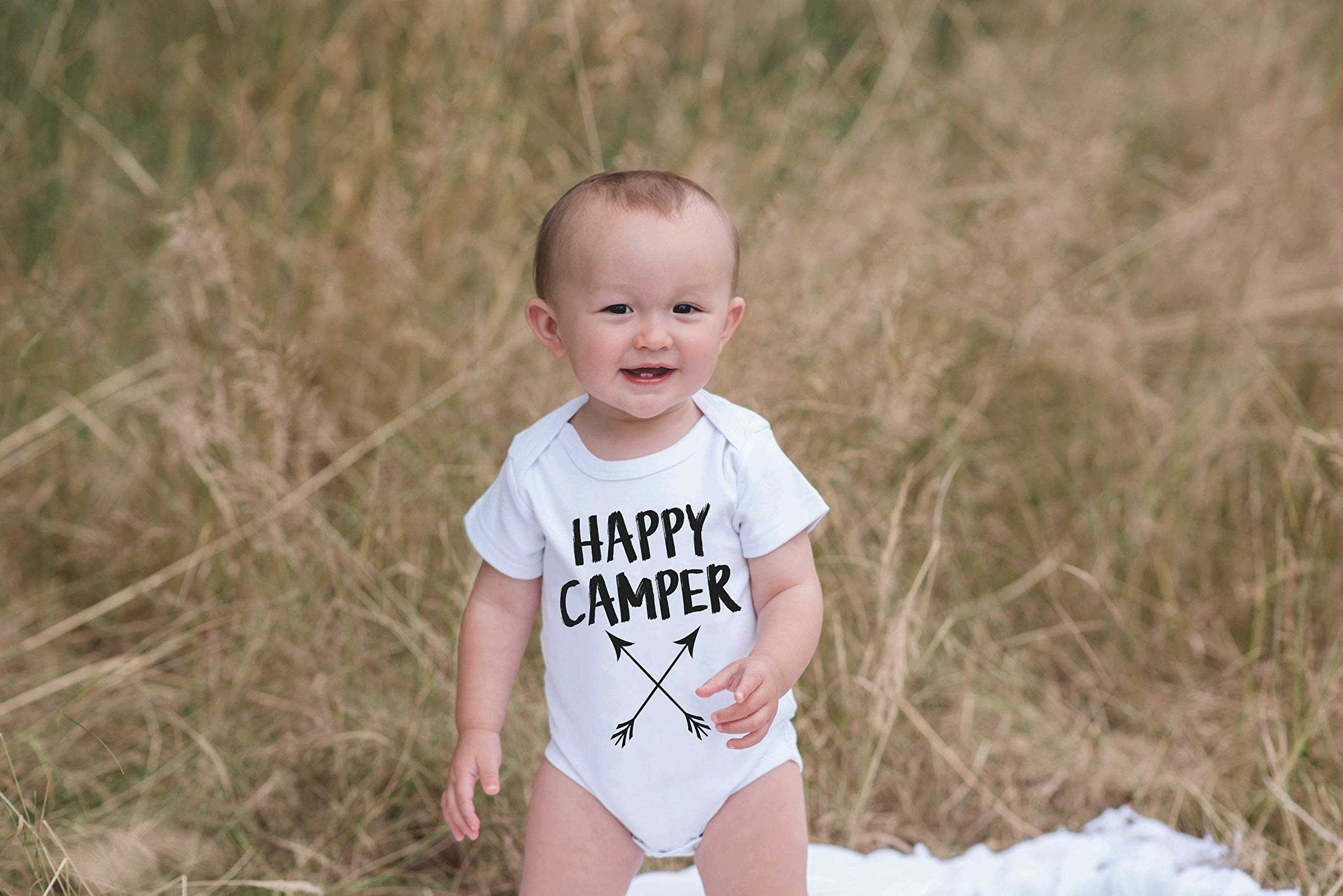 7 ate 9 Apparel Baby Happy Camper One-Piece Romper - Cute Outdoor Outfit for Infants & Toddlers | Perfect for Camping, Hiking & Family Adventures