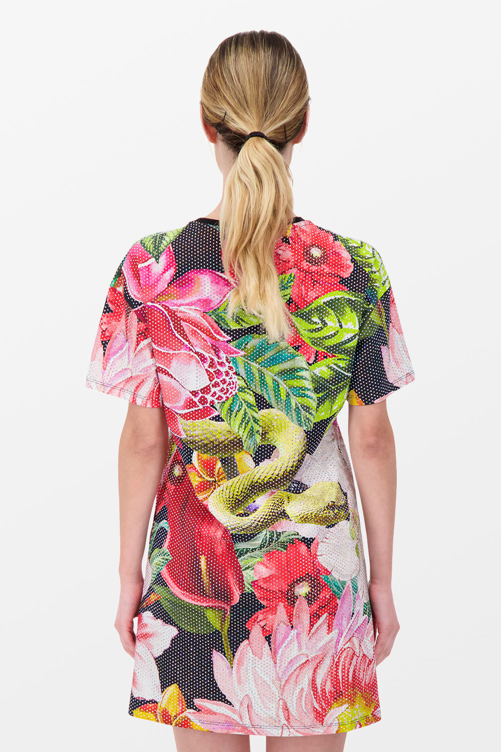 Philipp Plein Black Floral Print T-Shirt Dress for Women - Stylish & Comfortable Casual Wear for Outings, Parties & Everyday Fashion