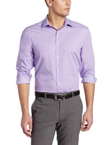 Perry Ellis Men's Non-Iron Twill Long Sleeve Dress Shirt - Point Collar Regular Fit Button Down for Business, Office & Formal Occasions