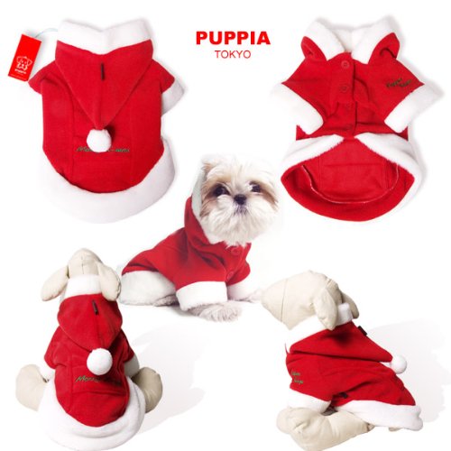 Puppia Santa Claus Dog Winter Coat - Medium Size, Red Holiday Pet Apparel for Small to Medium Dogs - Perfect for Christmas Photos & Outdoor Winter Walks