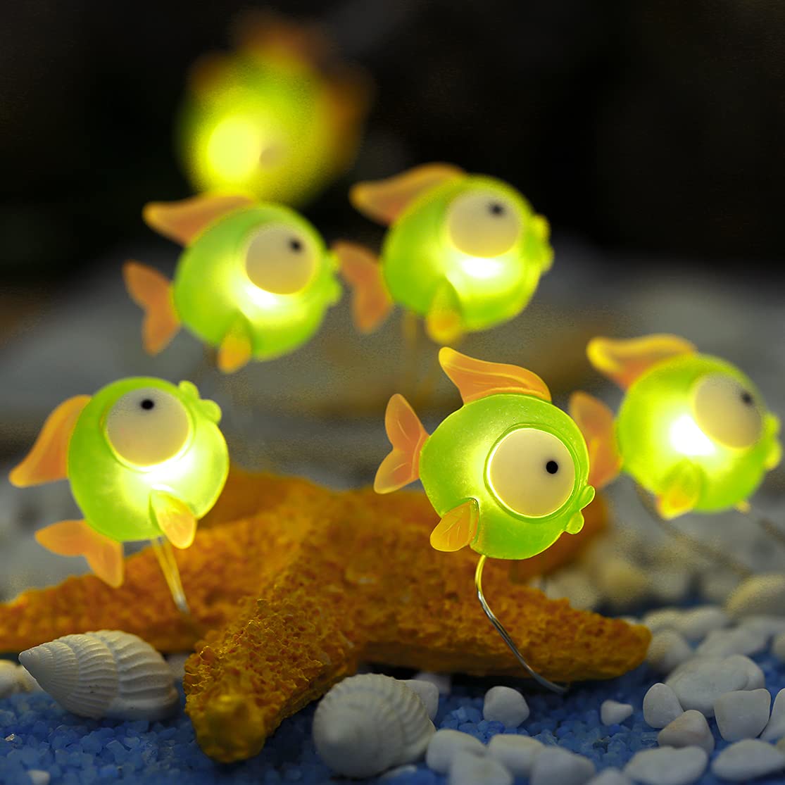 Onemore Fish Fairy String Lights - 10FT 30 LED Battery Operated Lights with Remote Control | Waterproof Outdoor/Indoor Decorative Lighting for Bedroom, Party, Wall, Christmas, Valentine's Day, Cottagecore Room Decor | Perfect for Weddings, Gardens, Patios & Cozy Home Ambiance