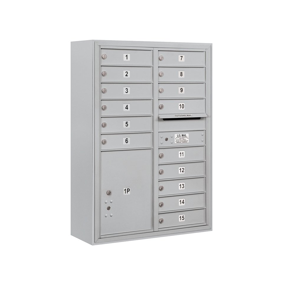 Salsbury Industries 3811D-15AFU Aluminum Surface Mount Horizontal 4C Mailbox - Durable Outdoor Mailbox for Home, Office & Commercial Use
