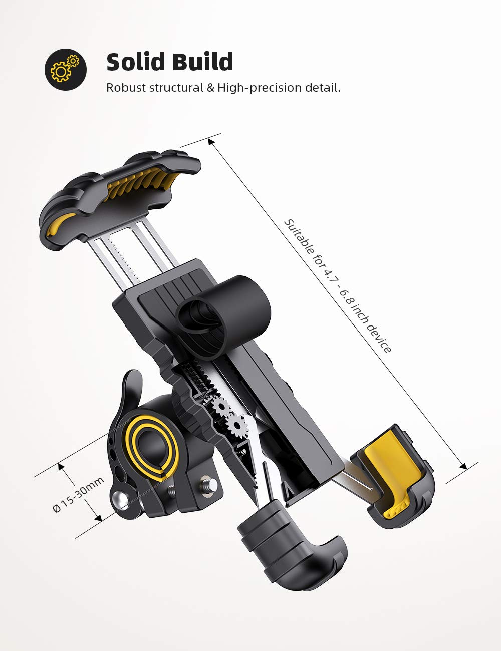 Lamicall 360° Rotating Bike Phone Mount & Motorcycle Phone Holder - Universal Handlebar Phone Stand for iPhone 16/15/14/13/12 Pro Max/Plus/Mini/XS/XR/X/8, Samsung, Huawei (4.7-6.8 Inch) - Yellow | Perfect for Cycling, Motorcycling & Outdoor Adventures