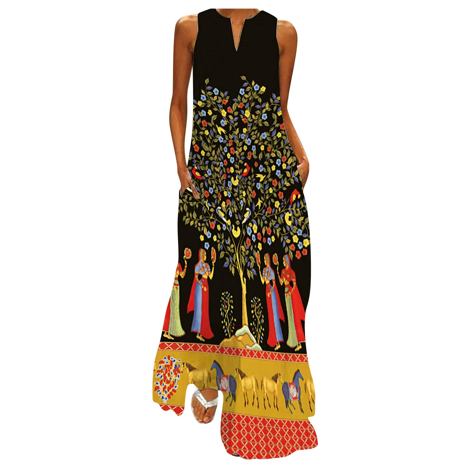Elegant Women's Sleeveless Summer Dress with Floral Print - Slim Fit Casual & Ceremony Wear for Beach Parties, Weddings & Date Nights