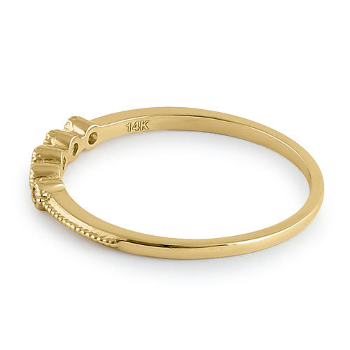14K Yellow Gold Thin Stackable Cubic Zirconia Ring for Women - Elegant Minimalist Wedding Band, Anniversary Gift, Everyday Jewelry for Stacking & Layering