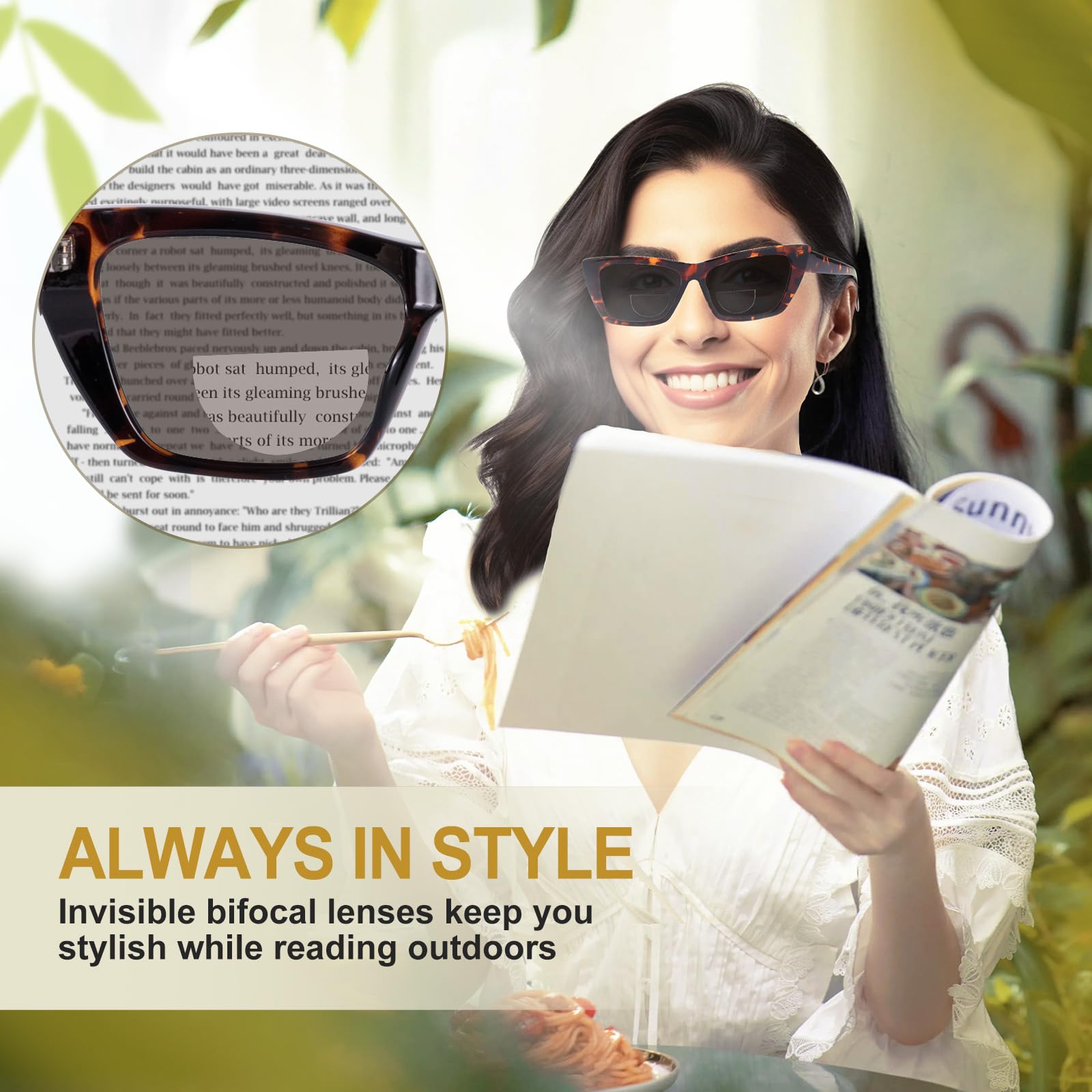 2 Pack Stick-On Reading Glasses - Clear Magnifying Bifocal Lenses to Convert Any Glasses into Readers, Reusable & Waterless (+2.75 Strength) - Perfect for Reading, Crafts, and Close-Up Work