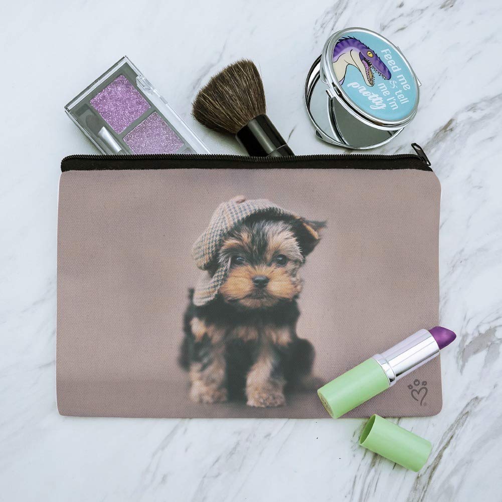 Yorkie Yorkshire Terrier Dog Hat - Stylish Dapper Cap for Small Dogs | Pet Costume Accessory for Parties & Photo Shoots | Cute Cosmetic Bag Organizer Pouch for Makeup & Travel