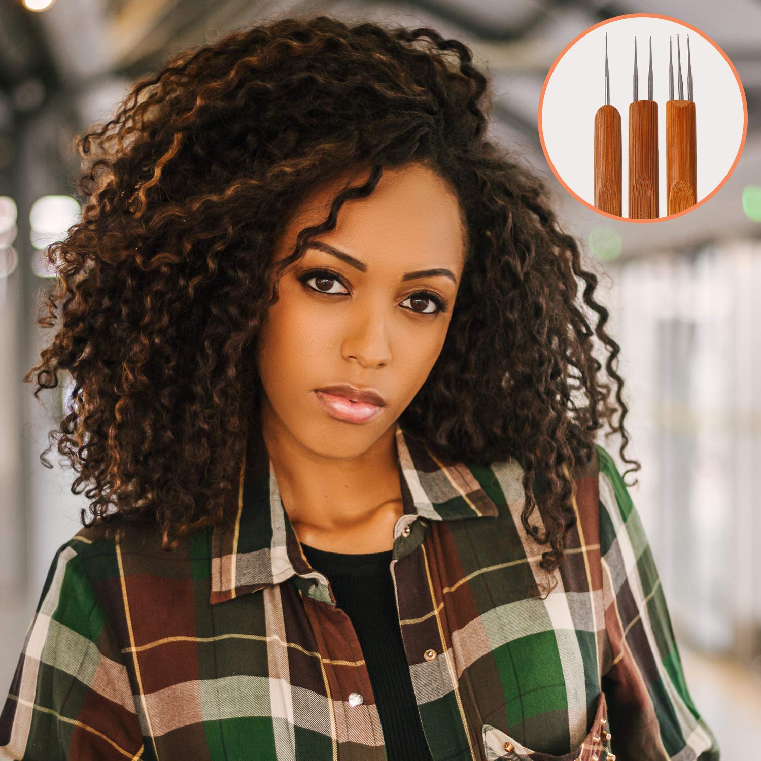 AUGSUN 8-Piece Dreadlock Crochet Hook Set for Braiding Hair - Professional Locs Needle Weaving Tool Kit for Natural Hair Care & Styling - Perfect for Salon, DIY Hair Maintenance & Protective Hairstyles
