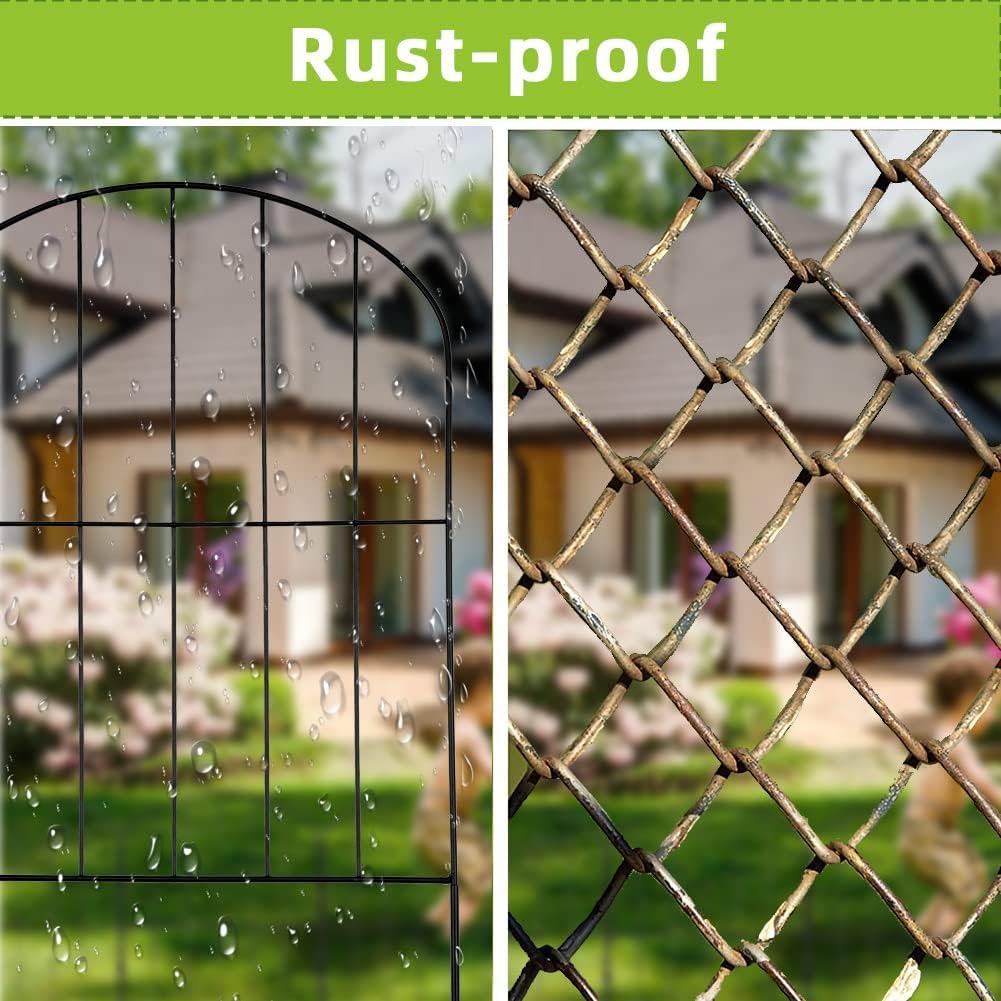 GARVEE 28Pcs Decorative Garden Fence - 30ft Length x 24in Height No Dig Fence, Rustproof Coated Metal Wire Fence for Rabbits & Dogs - Perfect for Flower Beds, Vegetable Gardens & Pet Play Areas