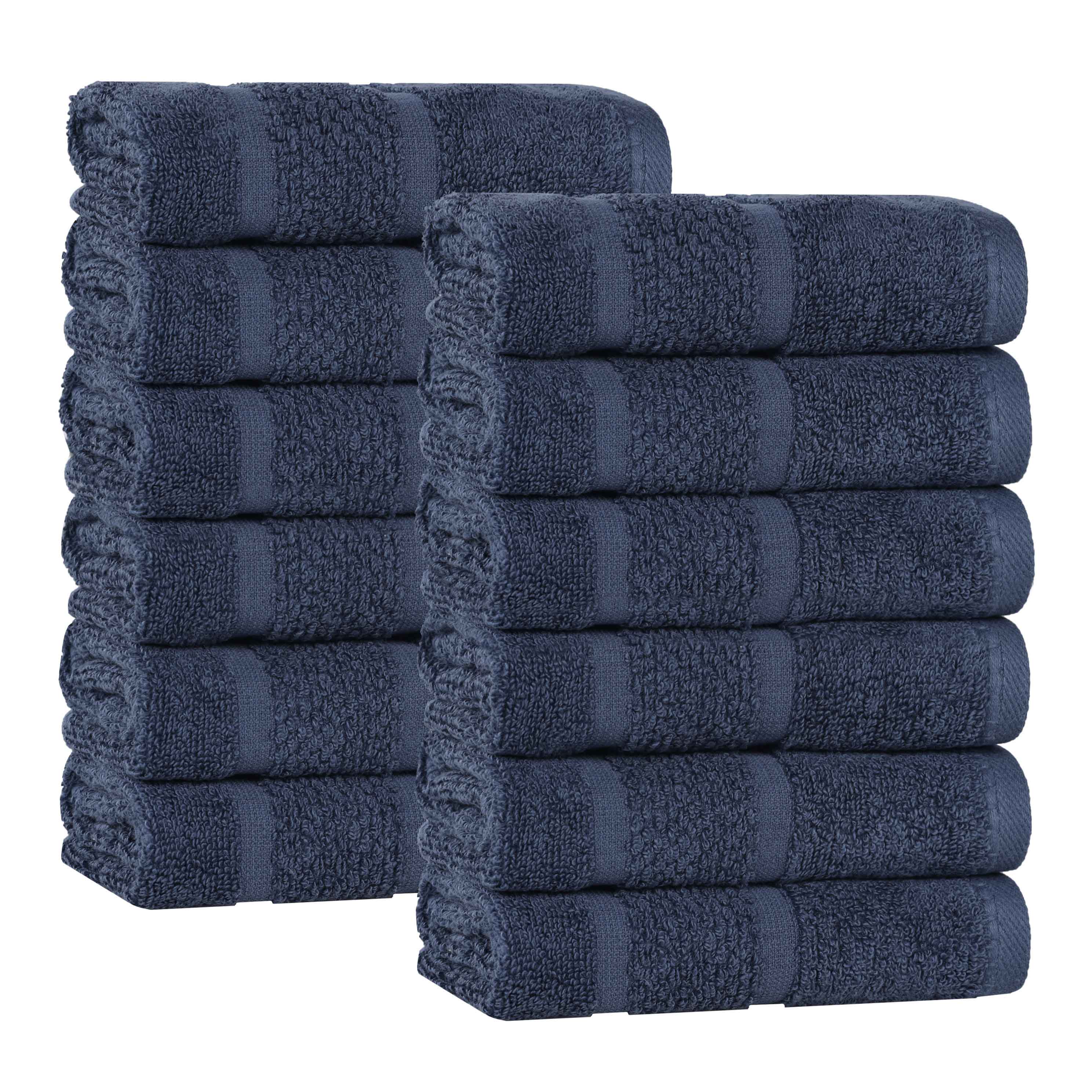 Premium 12-Pack Mile Smart Twist Cotton Medium Weight Face Towels | Soft & Absorbent Bath Towels for Spa, Gym & Travel | Solid Color Home Essentials
