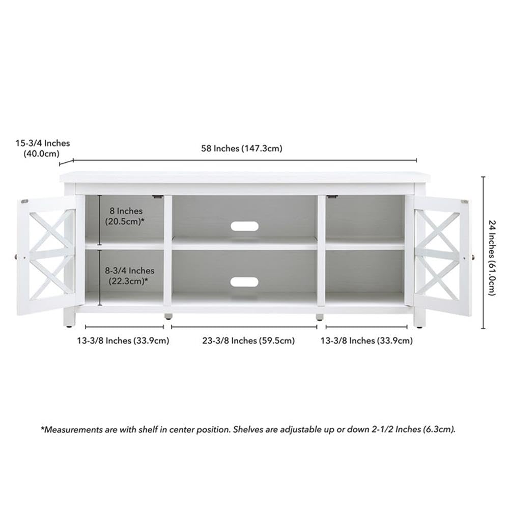 Henn&Hart 65 Inch White Rectangular TV Stand - Modern Entertainment Center for Living Room, Perfect for TVs up to 65