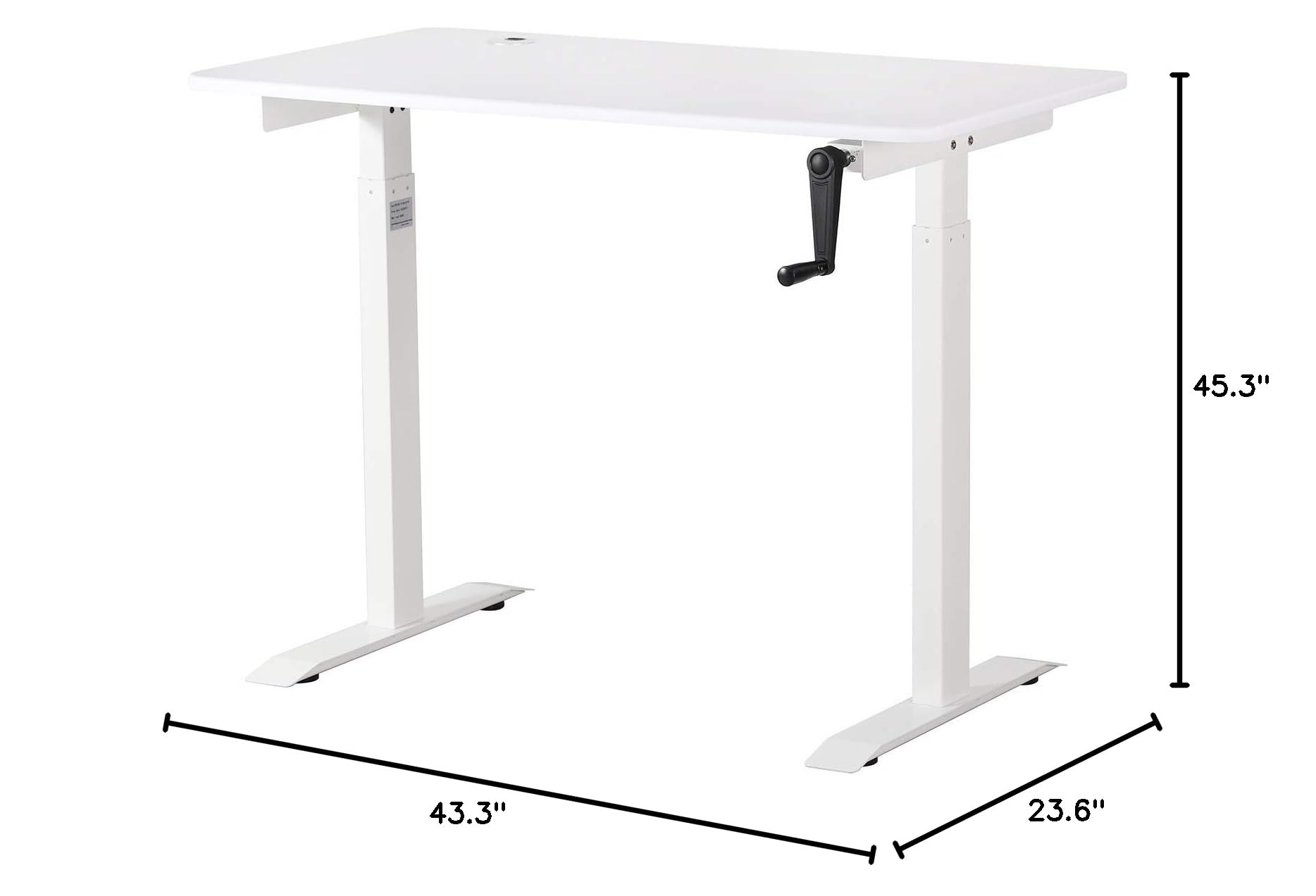 UNICOO - Adjustable Height Standing Desk, Sit to Stand Home Office Desk, Ergonomic Computer Table with Crank, Portable Writing & Study Desk (White Top/White Frame) - Perfect for Remote Work, Gaming & Small Spaces