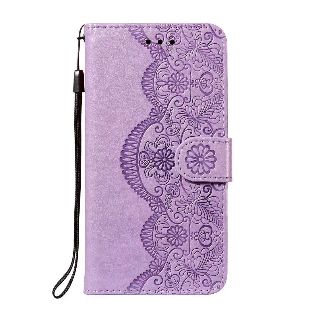 Premium PU Leather Wallet Case for Motorola Moto E 2020 - Magnetic Flip Cover with ID/Credit Card Slots & Wrist Strap (Light Purple) | Perfect for Everyday Use, Commuting & Travel Protection