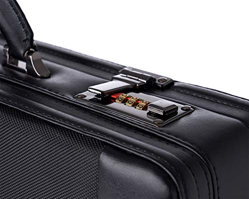 Alpine Swiss Expandable Hard Side Briefcase with Dual Combination Lock - Black | Business Travel & Office Carry-On Luggage for Professionals