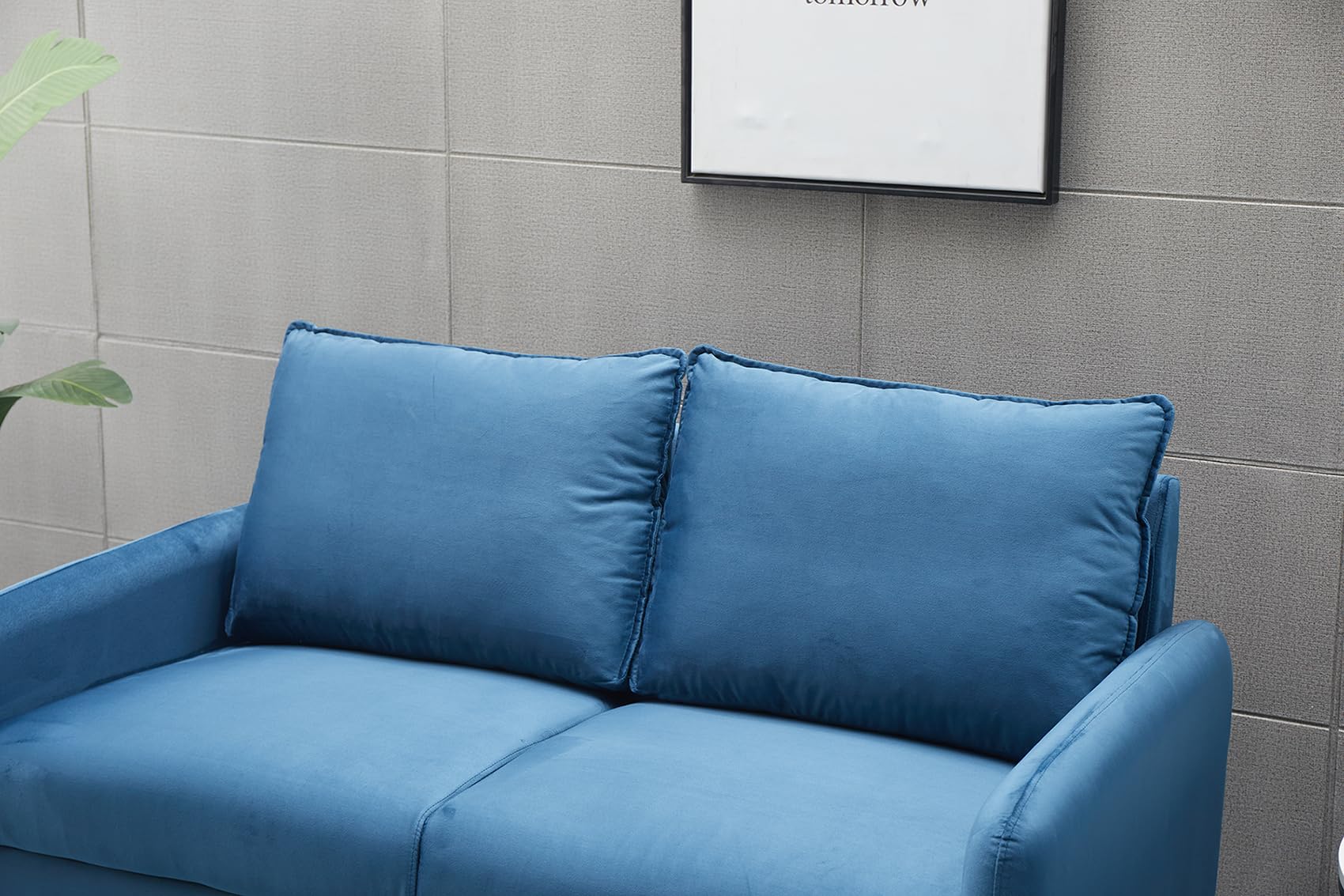 Prussian Blue Aurora Velvet Loveseat Sofa for Living Room - Luxurious Small Couch for Cozy Home Decor & Relaxation