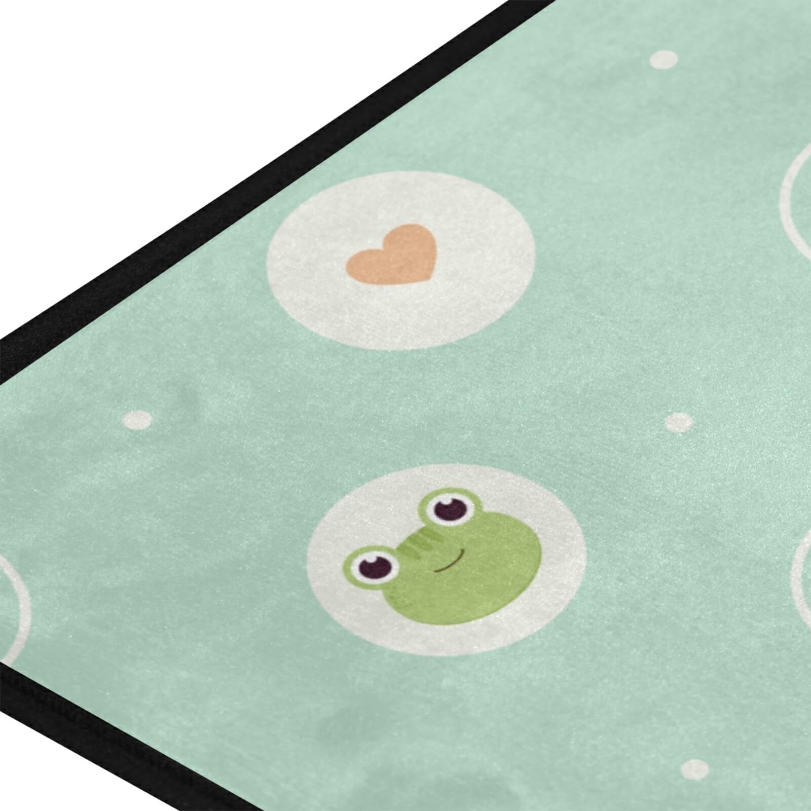 Non-Slip Washable Kitchen Rugs - Cute Frog Design Absorbent Floor Mats for Sink Area, Farmhouse & Bathroom - 39x20 Inch Green Cushioned Runner - Perfect for Home, Kitchen, and High-Traffic Areas
