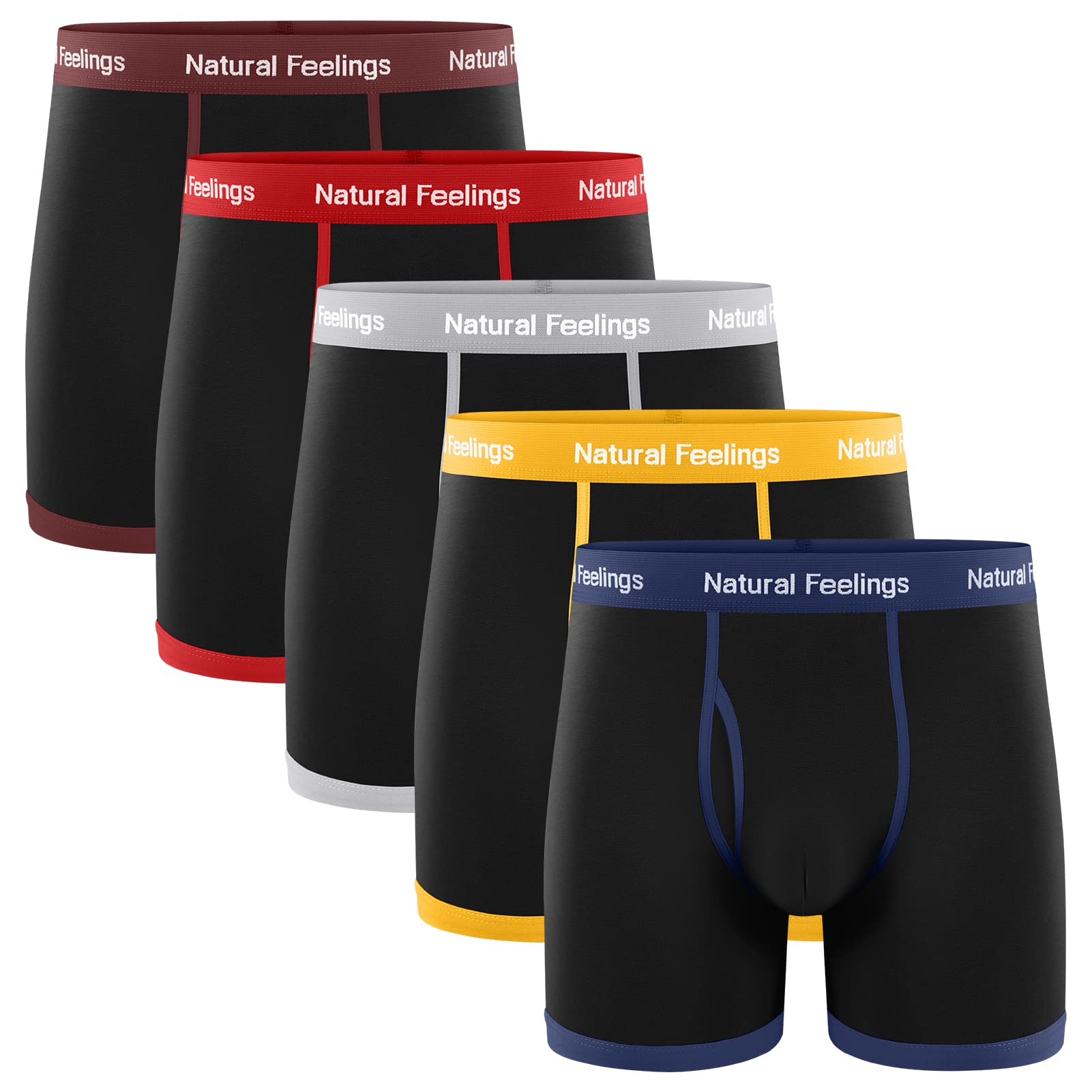 **Natural Feelings Men's Boxer Briefs - Soft Cotton Underwear with Open Fly, 3-Pack - Comfortable for Daily Wear, Workout & Sleep**