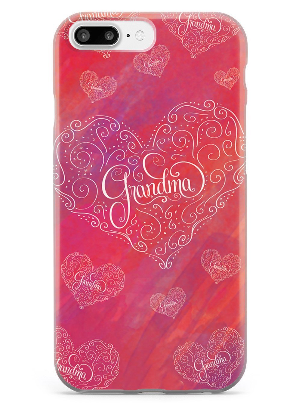 Inspired Cases - Premium 3D Textured Protective Phone Case Compatible with Apple iPhone 8 Plus - Cute Grandma Doodle Pink Heart Design - Perfect for Everyday Use, Gifts & Fashion Accessories