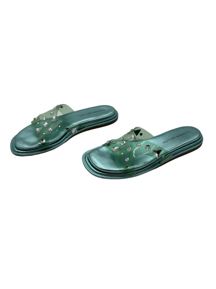 Tamara Mellon Embellished PVC Slides for Women | Size 39.5 (US 9) | Comfortable Summer Sandals for Beach, Pool & Casual Outings