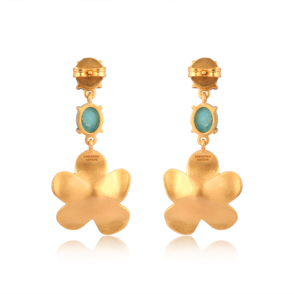 Turquoise Beachside Bloom Drop Earrings - Handmade Boho Jewelry for Women, Perfect for Summer Vacations & Beach Weddings
