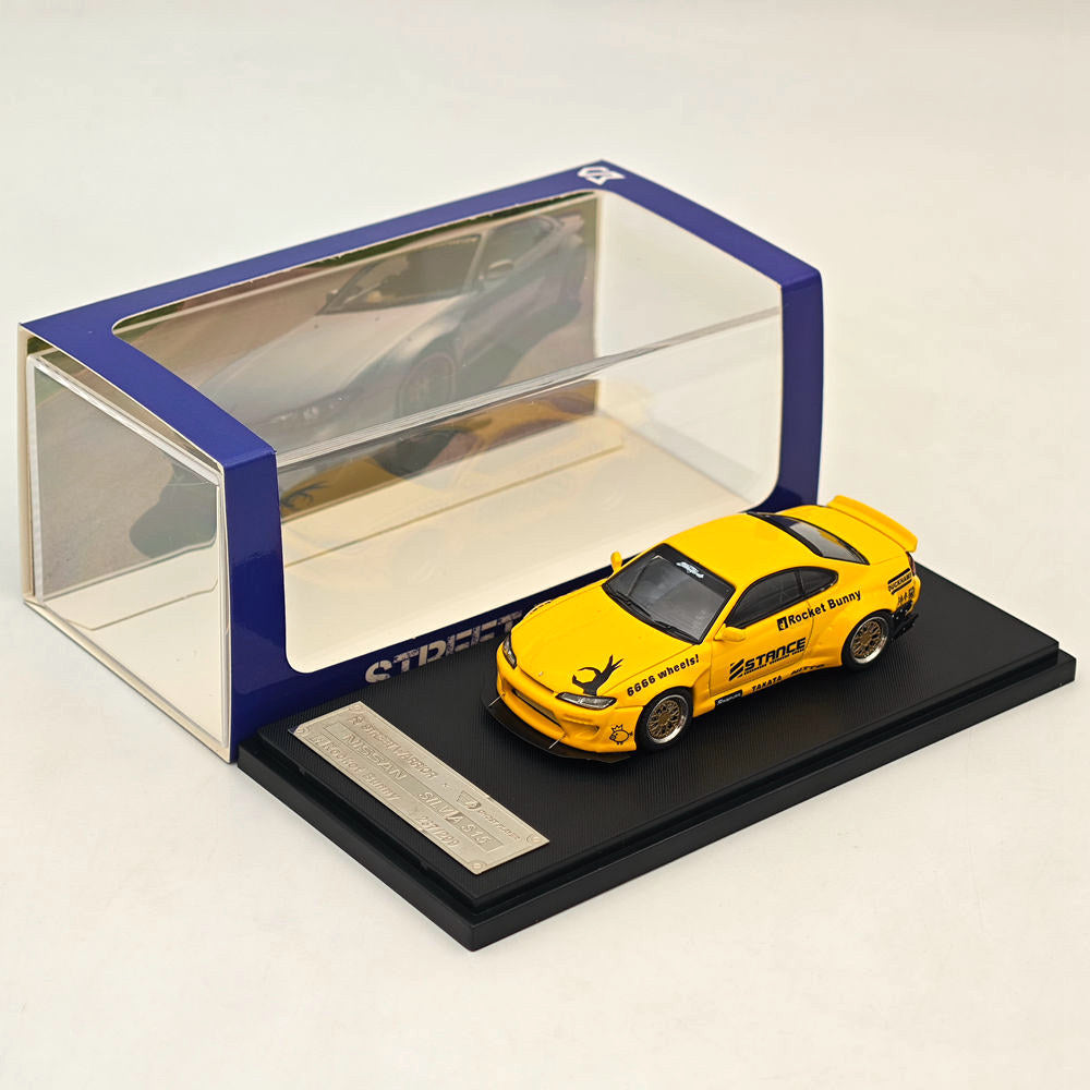1/64 Scale Nissan Silvia S15 Pandem Rocket Bunny Yellow Diecast Model Car - Collectible Toy for Display, Racing Games & Car Enthusiasts