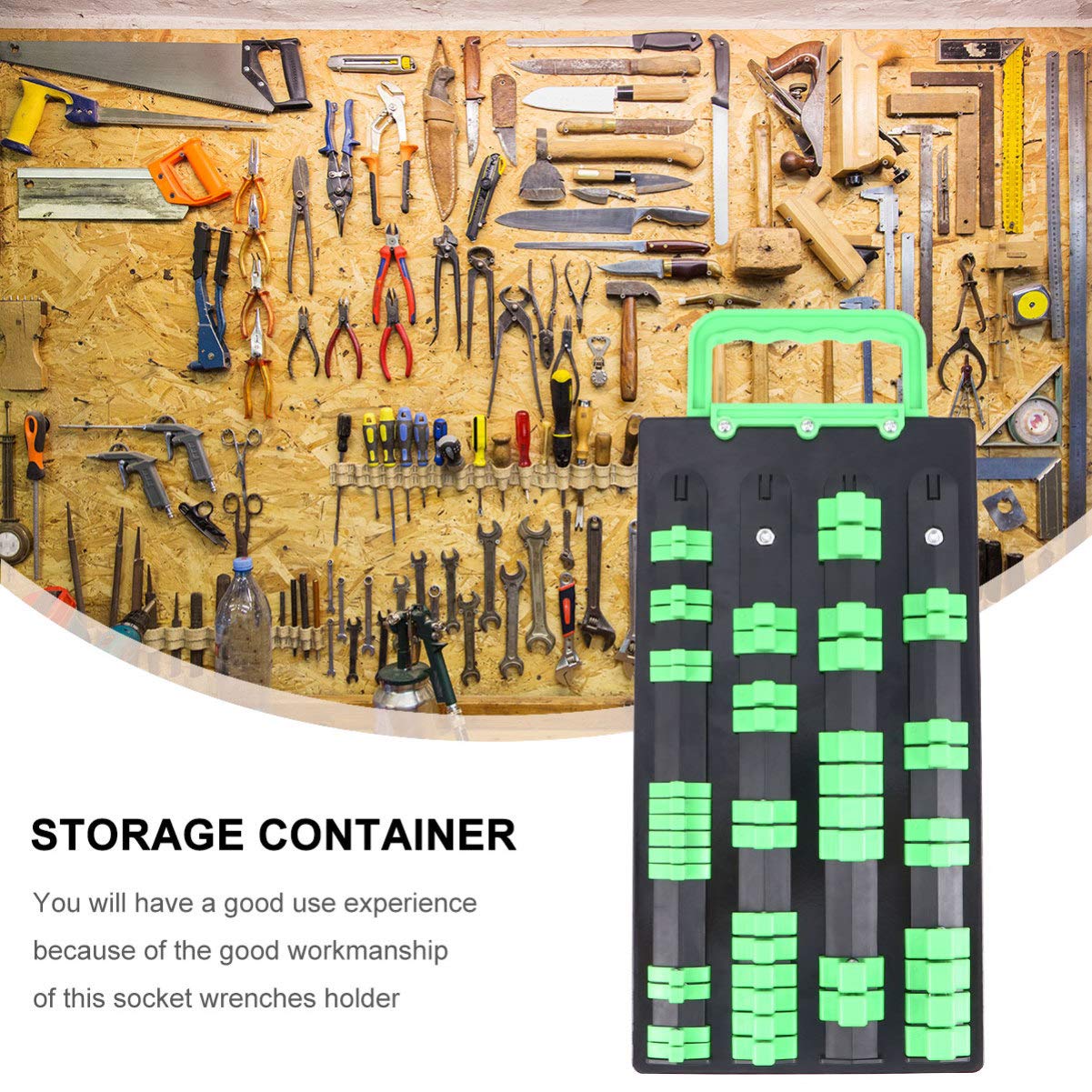 DOITOOL Magnetic Socket Organizer - Heavy Duty Socket Wrench Holder with Non-Slip Base for Toolbox, Garage & Workshop Storage (Fits 1/4
