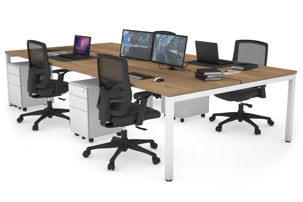 4-Person Office Workstation with Quadro Square Legs - 1800L x 800W Desk with Cable Management Scallop | Perfect for Collaborative Workspaces & Open Office Environments