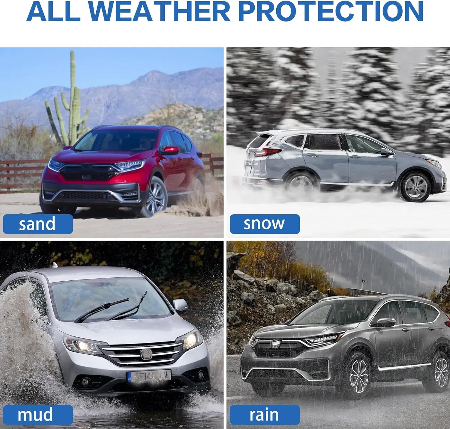 Premium All-Weather Floor Mats for Honda CR-V 2023-2024 & Hybrid Models - Complete 4-Piece Set with Cargo Liner | Durable, Custom Fit Car Mats for Year-Round Protection - Perfect for Daily Commutes, Road Trips & Family Adventures