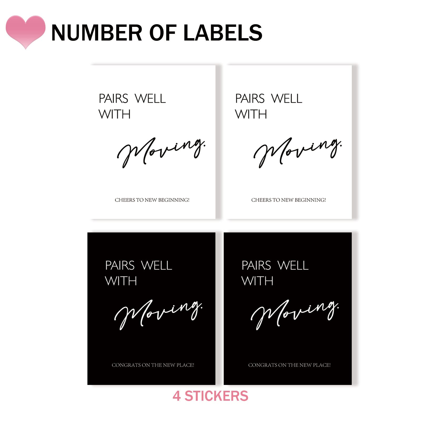 4 Pack New Home Wine Bottle Labels - Perfect Housewarming Gift for New Homeowners - Moving Wine Stickers & Welcome Home Decor - Ideal for Parties, Gifts & Home Decorations
