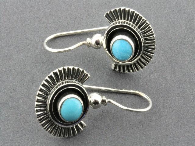 Turquoise Fan Earrings for Women - Boho Chic Dangle Jewelry for Parties, Weddings & Festivals