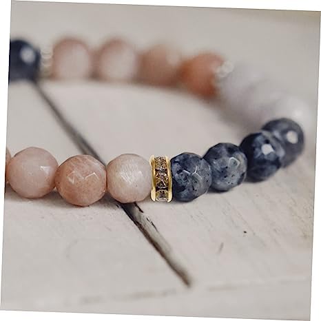 8mm 150pcs Golden Wheel Spacer Beads with Embedded Stone - Round Chakri Jewelry Beads for Bracelets, Necklaces, Friendship Bands, Rakhi & Wedding Mala Making - DIY Craft, Gift Giving & Boho Fashion Accessories