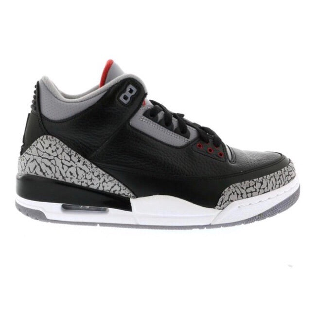 Air Jordan 3 Retro Sneakers - Black Cement Grey with Varsity Red Accents (2011 Edition) | Men's Basketball Shoes for Streetwear & Casual Outfits