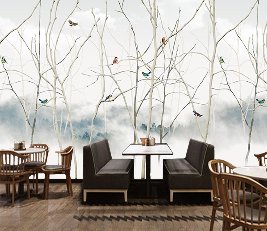 Winter Tree Trunks Wallpaper Mural - Stunning Nature-Inspired Wall Décor for Living Room & Bedroom | Peel & Stick Removable Wallpaper