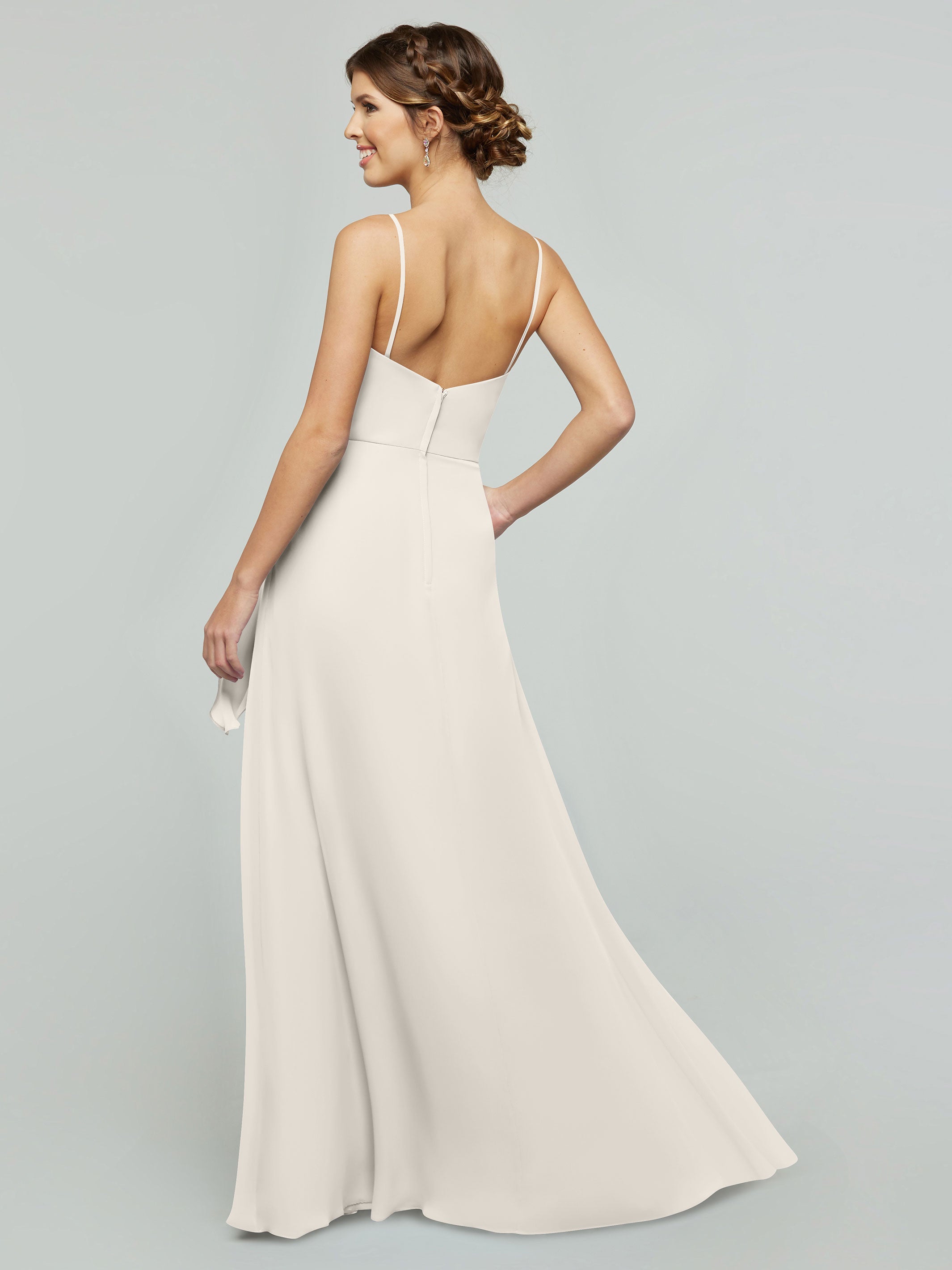 Elegant 80182 Chiffon A-Line Bridesmaid Dress with V-Neck & Spaghetti Straps - Perfect for Weddings, Prom & Formal Events