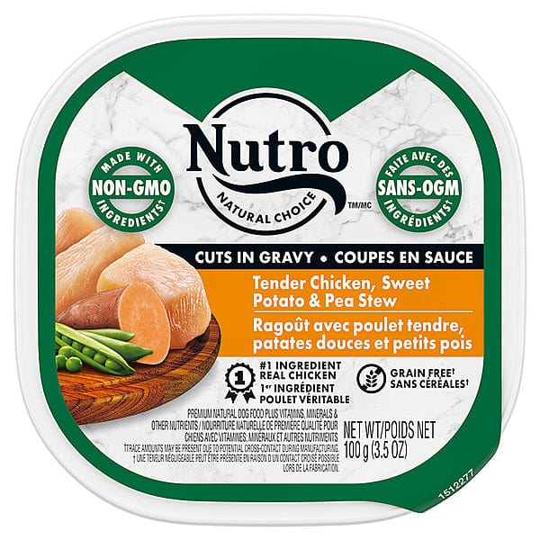 Nutro Tender Chicken, Sweet Potato & Pea Stew Cuts in Gravy Wet Dog Food - High Protein Grain-Free Recipe for Adult Dogs - Perfect for Mealtime, Training Treats & Sensitive Stomachs